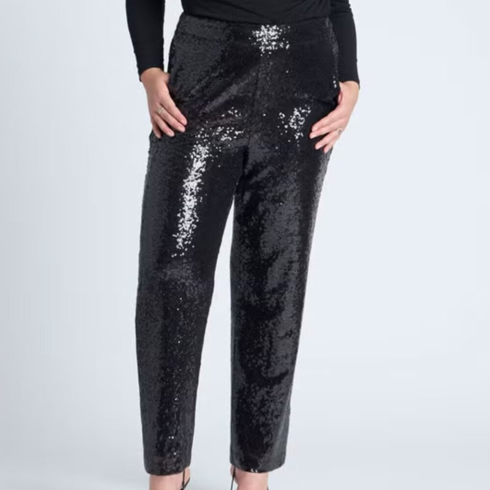 Fitted Black Sequin Pant